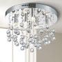 Bestier Modern Crystal Round Raindrop Chandelier Lighting Flush Mount LED Ceiling Light Fixture Pendant Lamp for Dining Room Bathroom Bedroom Livingroom 6 G9 Bulbs Required 15 in Wide 9.8 inch High