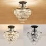 Black Crystal Chandelier Semi Flush Mount Ceiling Light Fixture 5 -Lights for Living Room Breakfast Room Dining Room Bedroom