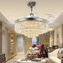TiptonLight Modern Crystal Ceiling Fan with Lights, 42 Inch Remote Control Crystal Chandelier Fan 4 Acrylic Retractable Blades with 3 Color Light for Living Room Office Restaurant Hote