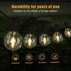 YUNLIGHTS LED Outdoor String Lights, 50FT 30+3 Bulbs G40 Globe String Lights – Waterproof Patio String Lights - Indoor Outdoor Decorative String Lights for Backyard Bistro Porch Garden Cafe Party