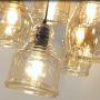 FM-24 Vintage 8-Lights Island Cognac Glass Cluster Pendant Chandelier Antique Black Finish Glass Ceiling Lights for Dining Room, Cafe, Bar