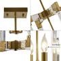 4-Light Modern Gold Chandelier, Hanging Pendant Light Fixture Rectangle Clear Brass Square Pendant Light for Dining Room, Bedroom, Foyer and Entryway