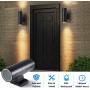 LED Cylinder Up Down Wall Light, Porch Light Outdoor Wall Light with Matte Black Aluminum Cylinder and Tempered Glass Cover Waterproof Wall Sconce 2 Pack