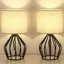 HAITRAL Modern Farmhouse Lamps - Black Metal Table Lamps with Hollowed Out Base , Bedside Lamps Set of 2 with Linen Fabric Lampshade for Bedrooms, Living Room HAITRAL Modern Farmhouse Lamps - Black Metal Table Lamps with Hollowed Out Base , Bedside Lamps Set of 2 with Linen Fabric Lampshade for Bedrooms, Living Room