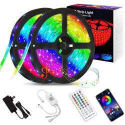 Shotory LED Lights for Bedroom,32.8ft, Bluetooth APP Control LED Strip with Music Sync, SMD 5050 RGB Color Changing LED Strip Lights for Room, Kitchen, Home, Game Room