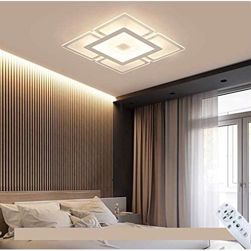 LAKIQ Square Dimmable Modern LED Flush Mount Ceiling Light Fixture with Remote Nordic Ultrathin Indoor Acrylic Led Ceiling Chandelier Lighting for Living Room Bedroom (Stepless Dimming, 8)