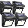 28 LEDs Solar Lights Outdoor, Luposwiten Solar Motion Sensor Lights Wireless Security Lights, 400 Lumen Waterproof Solar Powered Lights for Steps Yard Garage Porch Patio（4-Pack）