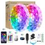 Arzerlize LED Strip Lights 32.8ft 300LEDs WiFi Connect Waterproof Smart RGB LED Strip Lights for Bedroom Music Sync Color Changing Rope Tape Lights for Party Indoor Outdoor APP Control with Remote