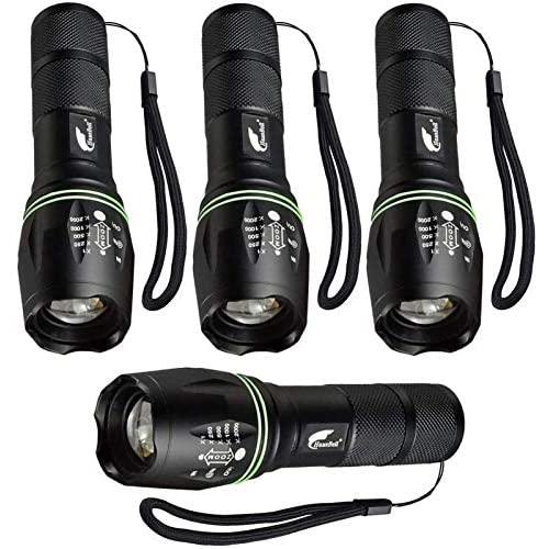 HAUSBELL Flashlight, Tactical Flashlight, LED Flashlight, Flashlights High Lumens, Zoomable, Water Resistant, 5 Modes, Camping Lights, Flash light for Indoor, Outdoor, Hiking, Kids, Emergency (4 Pack)