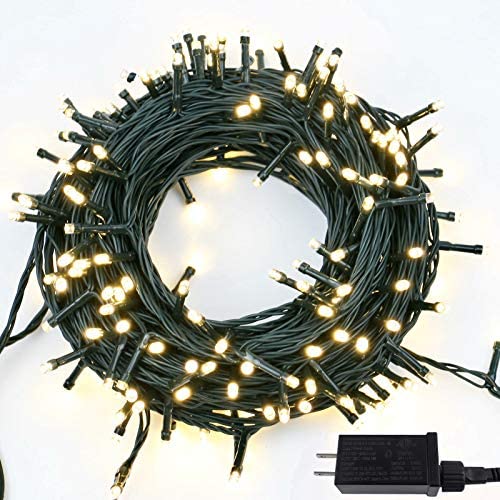 EXF 95ft 240LED Christmas Lights, Green Wire Twinkle Lights with Waterproof IP44 for Indoor & Outdoor, 8 Modes Decorative String Lights for Room, Patio, Christmas Tree Decorations (Warm White)