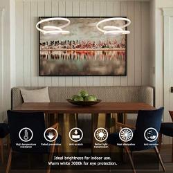 Modern Chandelier with Irregular Ring Pendant Lights 55W LED Adjustable Chandeliers Ceiling Light Fixture for Dining Room Bedroom Living Room White by HELYCH