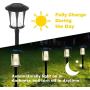 LANSGARINE 6 Pack Glass Solar Lights Pathway Outdoor,Newest Design,Bright Garden Stake lights,Waterproof Wireless Sun Powered Landscape Lighting for Yard Patio Walkway Lawn(Black,Warm White)