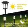 LANSGARINE 6 Pack Glass Solar Lights Pathway Outdoor,Newest Design,Bright Garden Stake lights,Waterproof Wireless Sun Powered Landscape Lighting for Yard Patio Walkway Lawn(Black,Warm White)