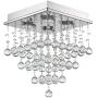 Mini Crystal Raindrop Chandelier Modern Flush Mount Ceiling Light for Foyer Hallway Dining Room.