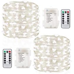 GDEALER 2 Pack Fairy Lights Christmas Decor 20 Ft 60 Led Battery Operated Christmas Lights with Remote Waterproof Twinkle Lights 8 Modes Firefly String Lights for Party Bedroom Wedding Decorations