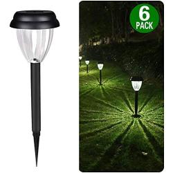 Solar Pathway Lights Outdoor, Waterproof Solar Powered Stake Lights Landscape Lighting for Garden Yard Path Walkway Lawn Sidewalk Driveway, Bright White, 6 Pack