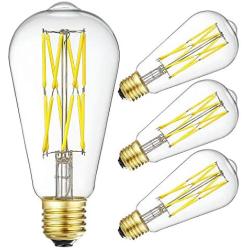 LEOOLS Dimmable Edison LED Bulb, 100Watt Incandescent Equivalent Vintage, 10W LED Filament Light Bulb,Neutral White 4000K, 1200LM, E26 Base Lamp for Restaurant,Home,Reading Room, 4 Pack.