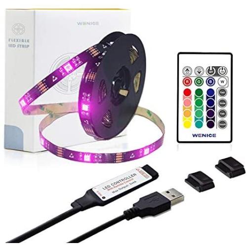 USB led Strip Lights kit 9.9ft for 32 to 60inch TV,WENICE tv Backlight with 24key IR Remote 16 Color 5050 LEDs Bias Lighting for HDTV