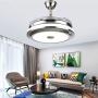 Fandian 42Inch Modern Ceiling Light with Fans Remote Control Retractable Blades for Living Room Bedroom Restaurant, Silver Color with Silent Motor (42In-2)