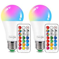 LED Color Changing Light Bulb with Remote Control,10W E26 RGB+Daylight White LED Bulbs Dimmable with Memory Function,Ideal Lighting for Home Decoration,Stage,Bar,Party,2-Pack