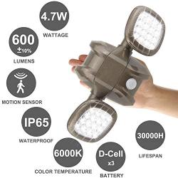 HONWELL Motion Sensor Light Outdoor Battery Operated Outside Security Flood Light Wireless IP65 Waterproof 32 LED Dual Head Spotlights, Motion Detector Lights for House Garage Porch Garden Shed