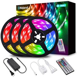 Elfeland LED Strip Lights 39.3FT/12M 5050 RGB Light Strips Color Changing Rope Lights Flexible Tape Light Kit with 44 Keys Remote Controller & 12V 5A Power Supply