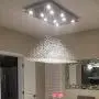 Moooni Modern Rectangular Raindrop Crystal Ceiling Lighting Fixture Pendant Chandelier LED Light for Dining Rooms Rectangle Chandeliers L40'' x W20'' x H36''