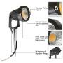 Sunriver 6W LED Landscape Lights 12V 24V Low Voltage Outdoor Garden Landscape Spotlight IP65 Waterproof with Stand Spike for Yard, Lawn, Garden (6 Pack, Warm White)