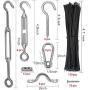Belio String Light Hanging Kit，Stainless Steel Cable for Outdoor Lights，Globe String Light Suspension Kit Include 182 FT Wire Rope Cable Turnbuckle and Hooks