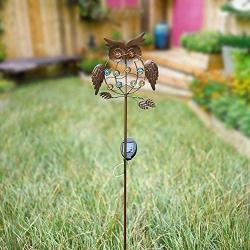 TAKE ME Garden Solar Lights Outdoor,Solar Powered Stake Lights - Metal OWL LED Decorative Garden Lights for Walkway,Pathway,Yard,Lawn (Bronze)