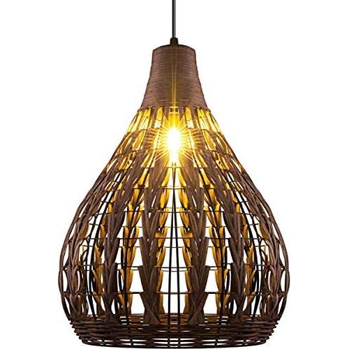 17.7'' Bamboo Modern Chandelier Weave Ceiling Light Fixtures Retro Hanging Light Rattan Pendant for Dining Room,Hallway,Bedroom,Kitchen