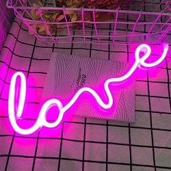 iceagle Love Neon Signs for Wall Decor,USB or Battery Decor Light,Neon Light for Bedroom,LED Neon Decorative Lights for Christmas,Party,Girls Living Room(Pink)