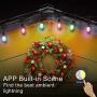 Outdoor String Lights - Patio Lights Color Changing String 15 LED Bulbs, 2.4GHz Wi-Fi App Controlled, Waterproof/Shatterproof 49Ft Extendable Color Wheel & Custom Scene for Christmas Works with Alexa