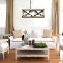Farmhouse Kitchen Island Lighting, 4-Light Wood Hanging Light Fixture, Rectangular Chandelier for Dining Rooms, 27.5”L x 10”H