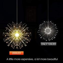 Kainuoa 2 Pack Firework Lights 200 LED 8 Mode Battery Operated Waterproof Fairy Lights with Remote,New Year 2021 Hanging Lights Starburst Sphere Lights for Party Festive Indoor & Outdoor