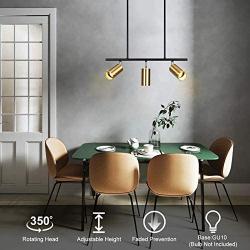 HUOKU 3 Light Pendant Ceiling Fixture,Modern Chandelier, Gold Track Light,Adjustable Height,Island Lights for Kitchen,Dining Room,Living Room,Bar