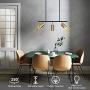 HUOKU 3 Light Pendant Ceiling Fixture,Modern Chandelier, Gold Track Light,Adjustable Height,Island Lights for Kitchen,Dining Room,Living Room,Bar