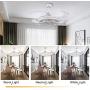 42 Inch Modern Ceiling Fan with Light and Remote Control White Petal Ceiling Fan Chandelier Retractable Blade 3 Speed 3 Colors Dimmable LED Ceiling Fan Light Kit for Living Room Bedroom Dining Room