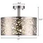 Loclgpm 2 Lights Semi Flush Mount Ceiling Light, Drum Chandelier Fixture with Metal Shade Contemporary, Chrome Finish Pendant Light for Bedroom,Living Room,Dining Room,Hall