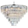 MEELIGHTING Luxury Crystal Chrome Chandelier Lighting Modern Contemporary Chandeliers Pendant Ceiling Lamp Light Fixture 7-Tier for Dining Room Living Room Hotel Showroom (24 Lights) W39.4''