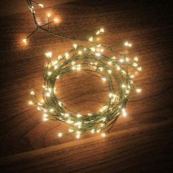 6feet 120 LED Starry Lights, Dailyart Battery Operated Waterproof Dark Green Copper Wire Fairy Light String Light for Garland, Wreath, Patio, Garden, Wedding, Party, Xmas