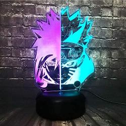 Naruto Sasuke Uzumaki Light Japan Cartoon Anime Theme Kakashi Mixed 7 Color Change LED Table Lamp for Boy Bedroom Decor Night Light Childrens Day Friend Xmas Gift for Teens（Mix Naruto Face)