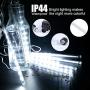 Meteor Shower Icicle Christmas Lights Outdoor, 11.8 Inches 8 Tubes 192 Led Dropping Lights Connectable, Waterproof Hanging Falling Rain Lights for Tree Bushes Holiday Christmas Tree Lights, White