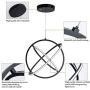 SUNMOO Modern LED Pendant Light Dimmable Creative Chendalier Adjustable Hanging Pendant Lighting Circle 3 Rings 6000K Cool Light Fixture for Dining Room Bedroom Kitchen Island Hall 80W (Black)