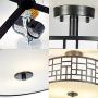 SOTTAE 12'' Elegant 2 Lights Black Finished Semi Flush Mount Ceiling Light,Metal Hanging Fixture Lighting,Glass Diffuser Ceiling Lamp for Bedroom,Living Room,Kitchen, Hallway