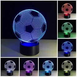 [ 7 Colors/3 Working Modes/Timer Function ]Soccer Night Light Lamps for Kids,Remote and Touch Control Dimmable LED Bedside Lamp for Room Christmas Birthday Gifts