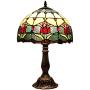 Bieye L10639 Tulip Flower Tiffany Style Stained Glass Table Lamp Night Light with 12 inches Wide Lampshade Metal Base for Bedside Bedroom Living Room, 18 inches Tall