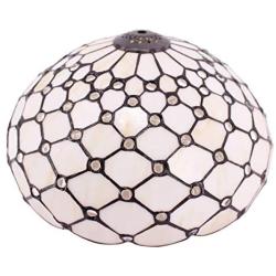 Tiffany Lamp Shade Replacement W12H6 Inch Amber Stained Glass Crystal Pear Bead Lampshade Only Fit for Table Lamps Ceiling Fixture Pendant Light S005 WERFACTORY Living Room Bedroom Office Lover Gifts