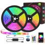 LED Strip Lights Kit 50ft(15M), Waterpoof Smart WiFi Wireless Phone Controlled Light Strip Kit 5050 RGB Works with Google Assistant and Alexa,for TV,Bedroom,Party and Home Decoration