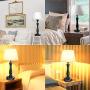 Bedside Lamp with Dual USB Charging Ports, Fully Dimmable Nightstand Lamp Table Lamp 6W 2700K LED Bulb Included, Farmhouse Lamps Fabric Lampshade Desk Lamp for Bedroom Living Room Reading Sleeping